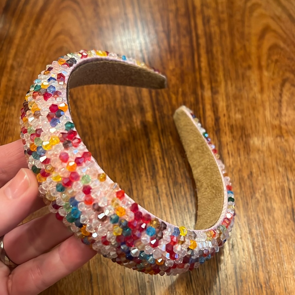 Rainbow Beaded Sparkly Wide headband